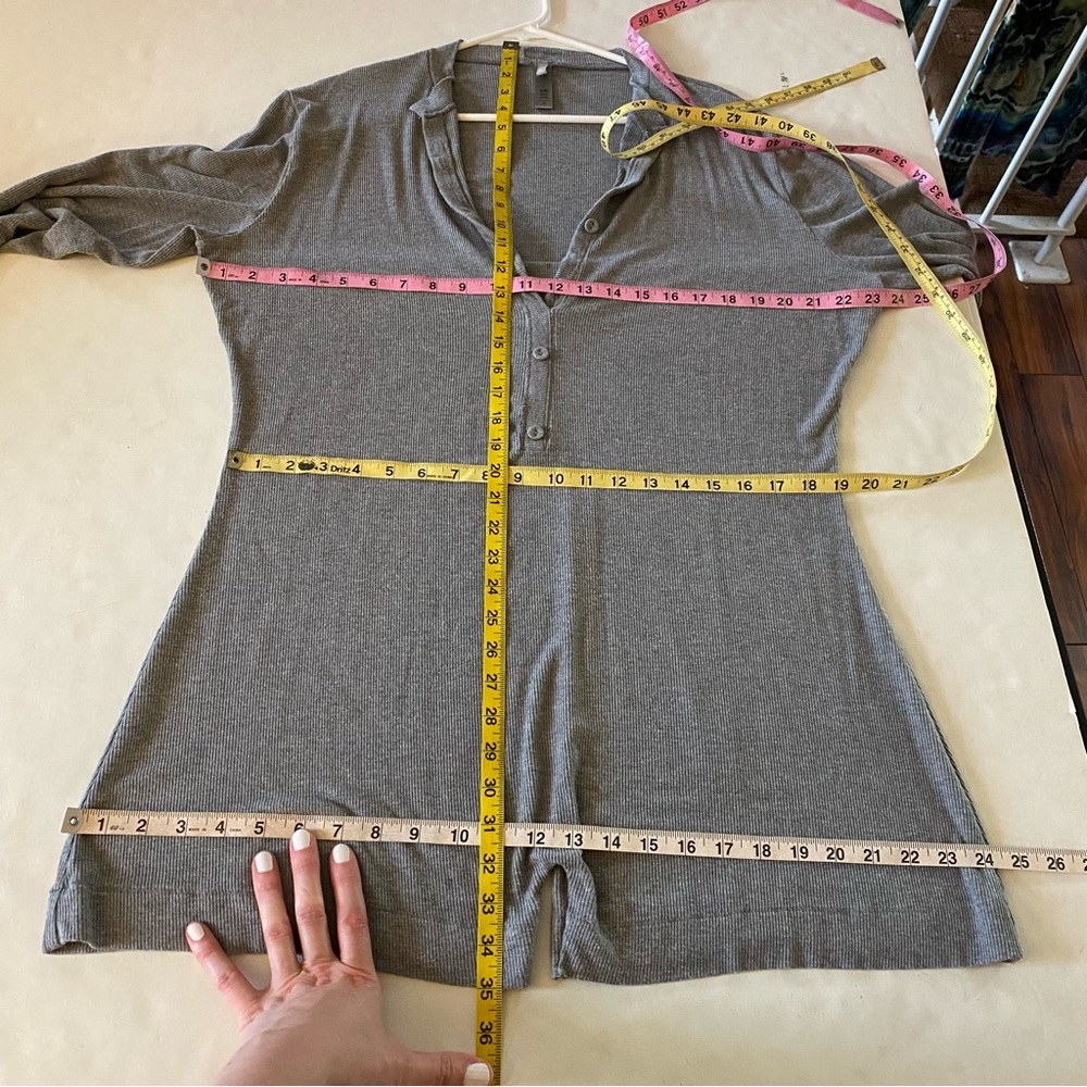 Skims Soft Lounge Button Up Henley Onesie Womens Plus Size 3X Heathered Grey LS - Picture 14 of 16